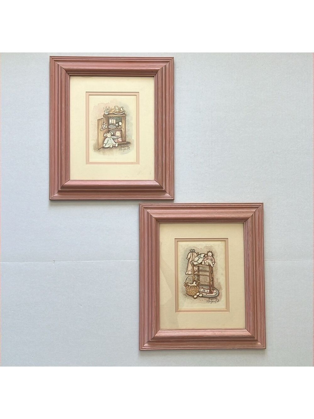 Wall Art Girl Nursery Room Decor Framed Prints Matted Country Style Wall Hanging
